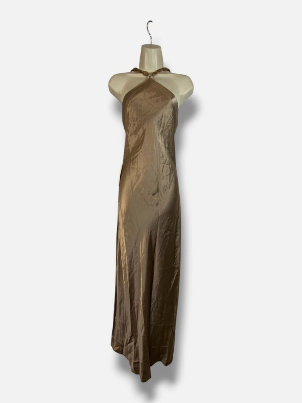 STAUD Women's Beige Cadence Halter Maxi Dress Size 2